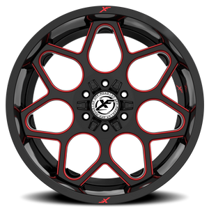 XF OFF-ROAD XF-233 20X10 -12 5X127/5X139.7 GLOSS BLACK & RED MILLED