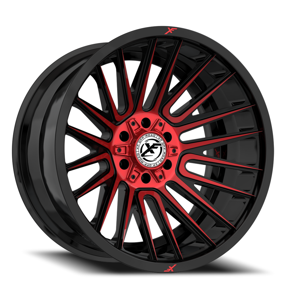 XF OFF-ROAD XF-234 20X10 -12 8X165.1/8X170 GLOSS BLACK & RED MACHINED