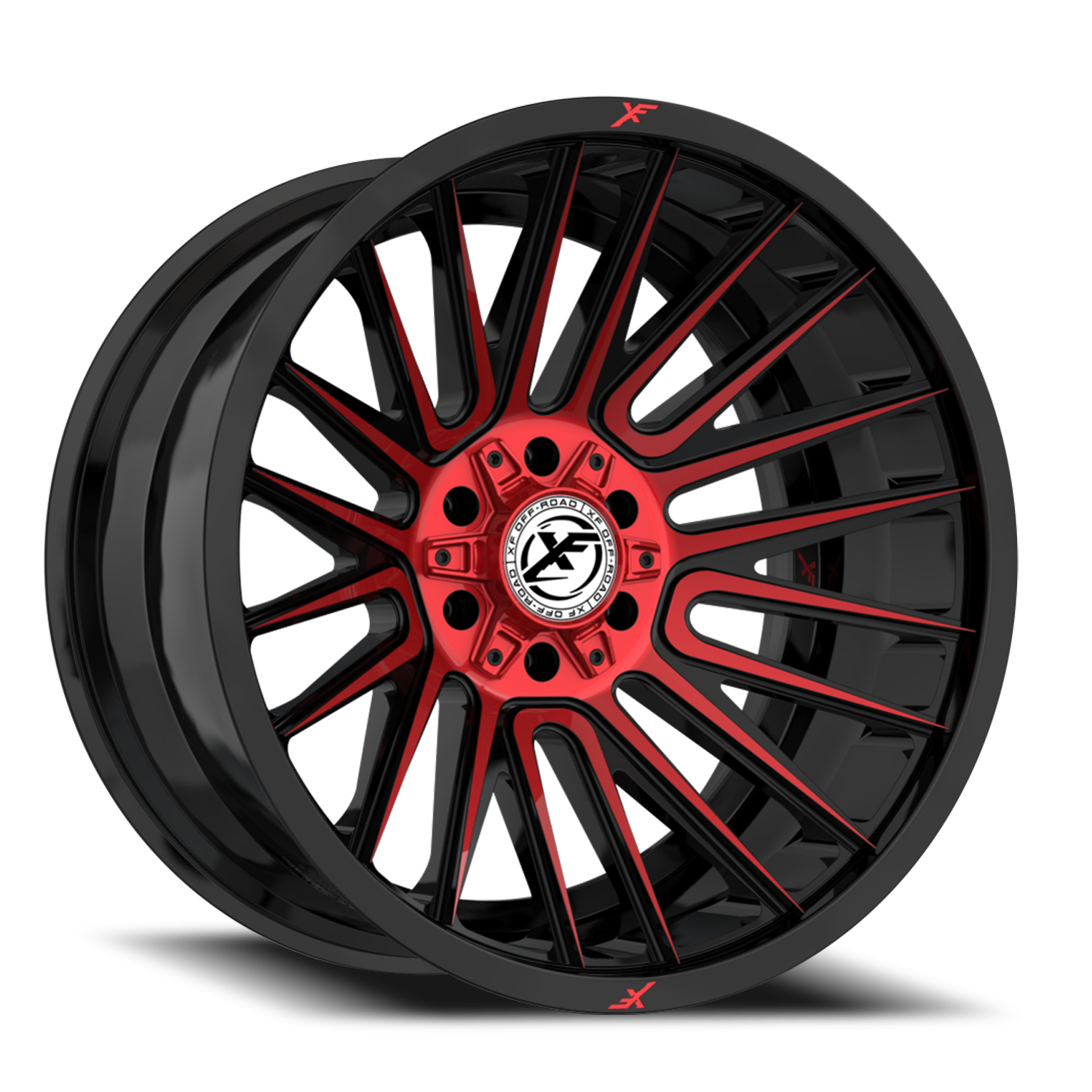 XF OFF-ROAD XF-234 20X10 -12 8X165.1/8X170 GLOSS BLACK & RED MACHINED