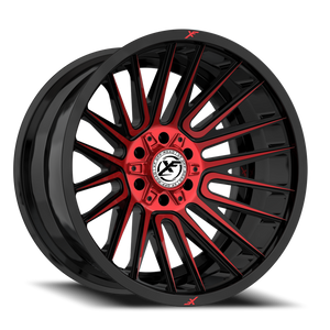 XF OFF-ROAD XF-234 20X10 -12 8X165.1/8X170 GLOSS BLACK & RED MACHINED