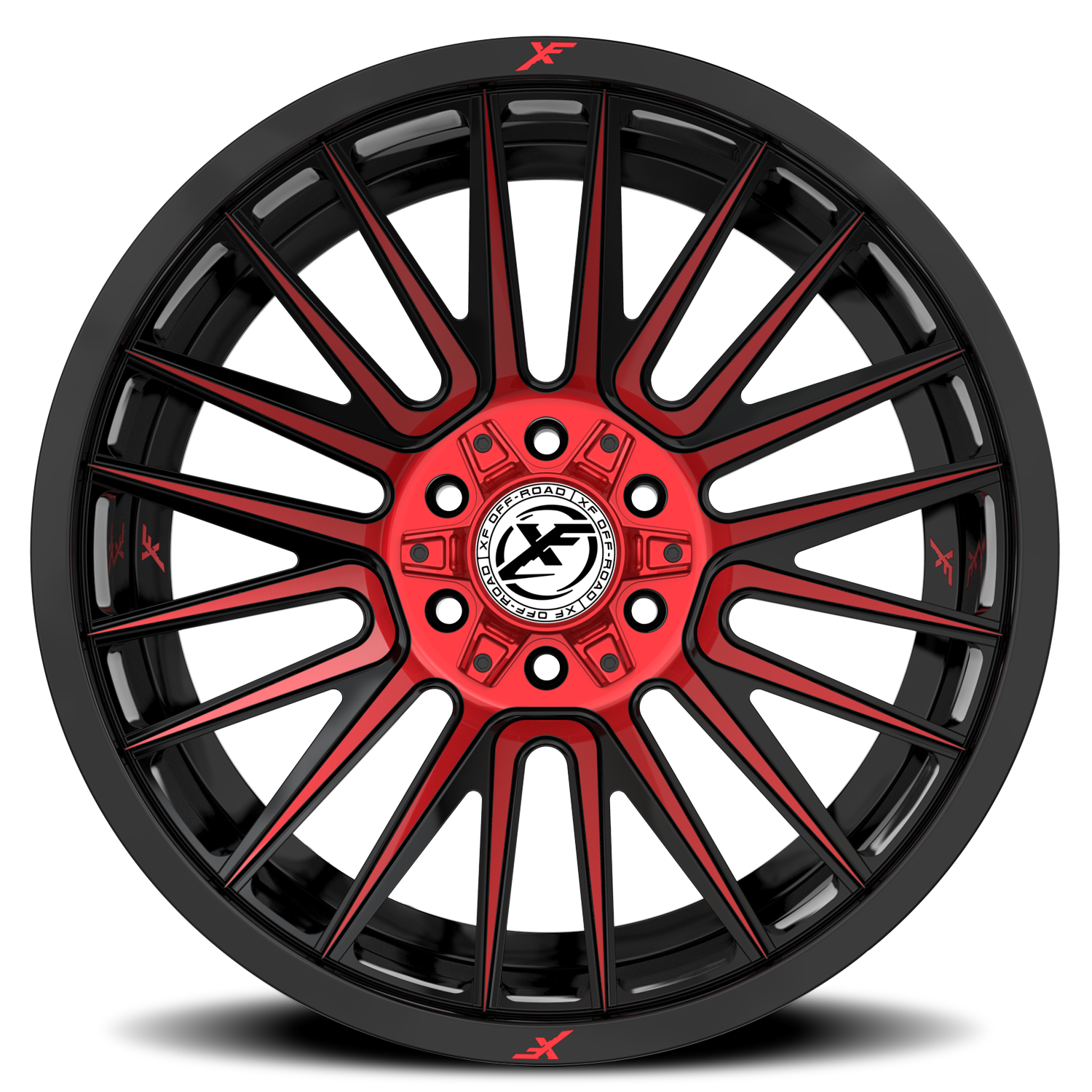 XF OFF-ROAD XF-234 20X10 -12 6X135/6X139.7 GLOSS BLACK & RED MACHINED