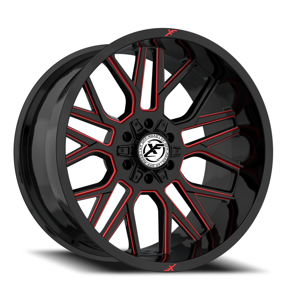 XF OFF-ROAD XF-235 20X10 -12 5X127/5X139.7 GLOSS BLACK & RED MILLED