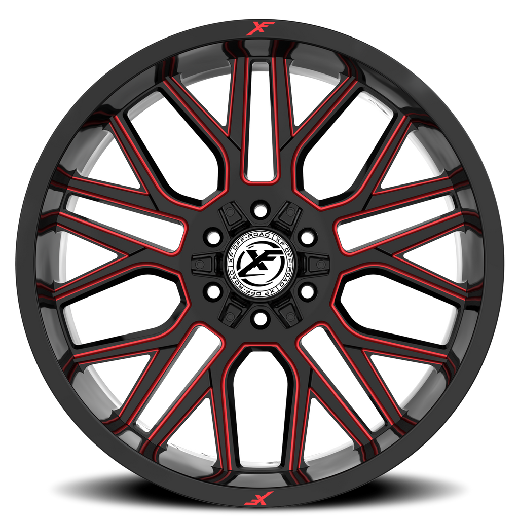 XF OFF-ROAD XF-235 20X10 -24 6X135/6X139.7 GLOSS BLACK & RED MILLED