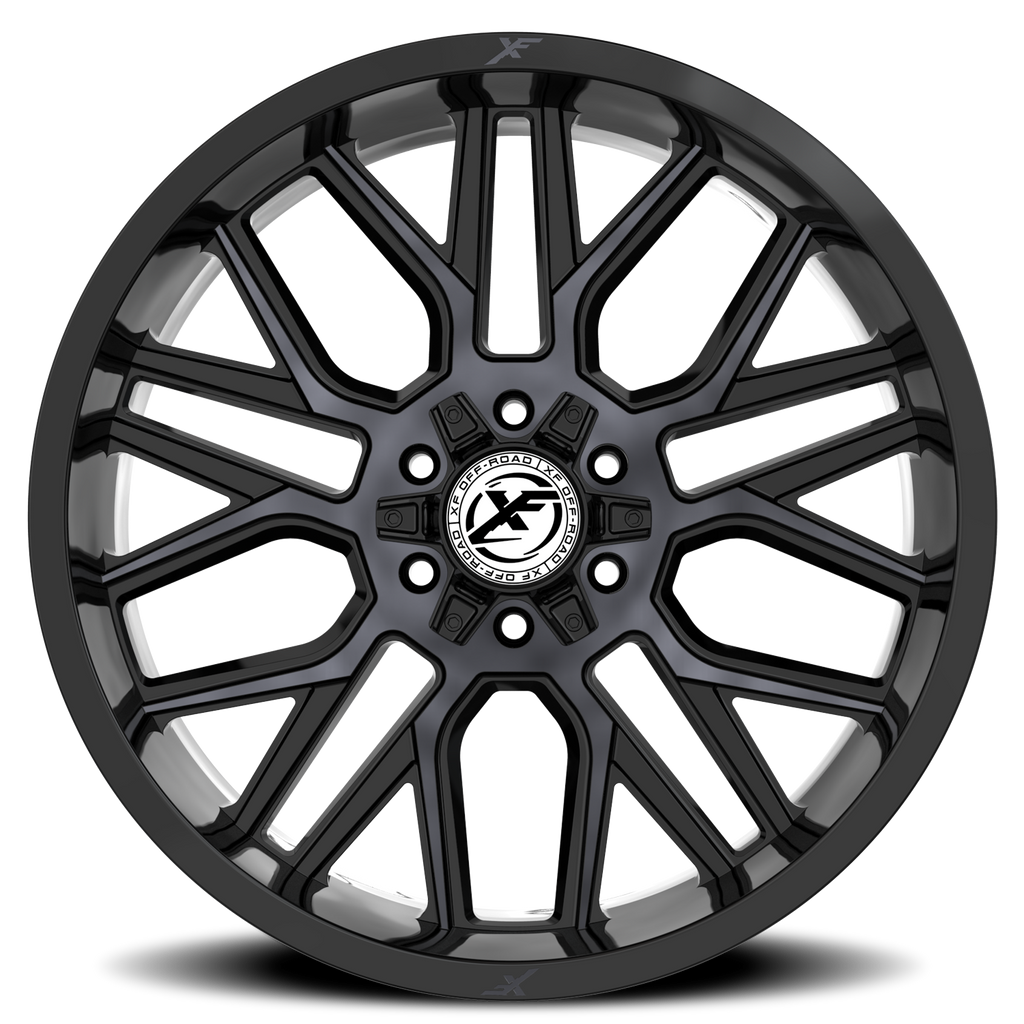 XF OFF-ROAD XF-235 20X9 0 5X127/5X139.7 GLOSS BLACK & MACHINED TITANIUM DOUBLE DARK TINT