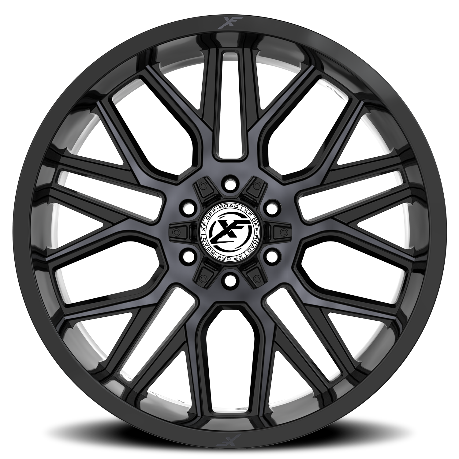 XF OFF-ROAD XF-235 20X9 0 5X127/5X139.7 GLOSS BLACK & MACHINED TITANIUM DOUBLE DARK TINT