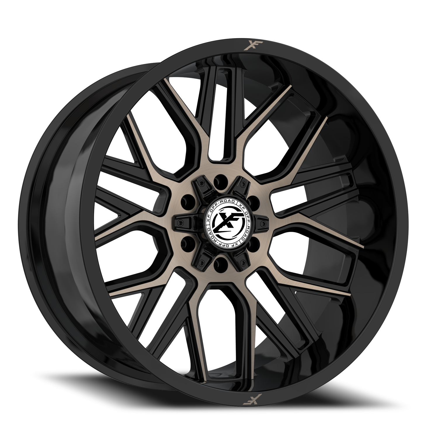 XF OFF-ROAD XF-235 20X10 -12 5X127/5X139.7 GLOSS BLACK & BRONZE MILLED