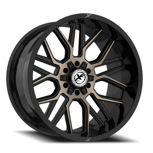 XF OFF-ROAD XF-235 20X10 -12 5X127/5X139.7 GLOSS BLACK & BRONZE MILLED