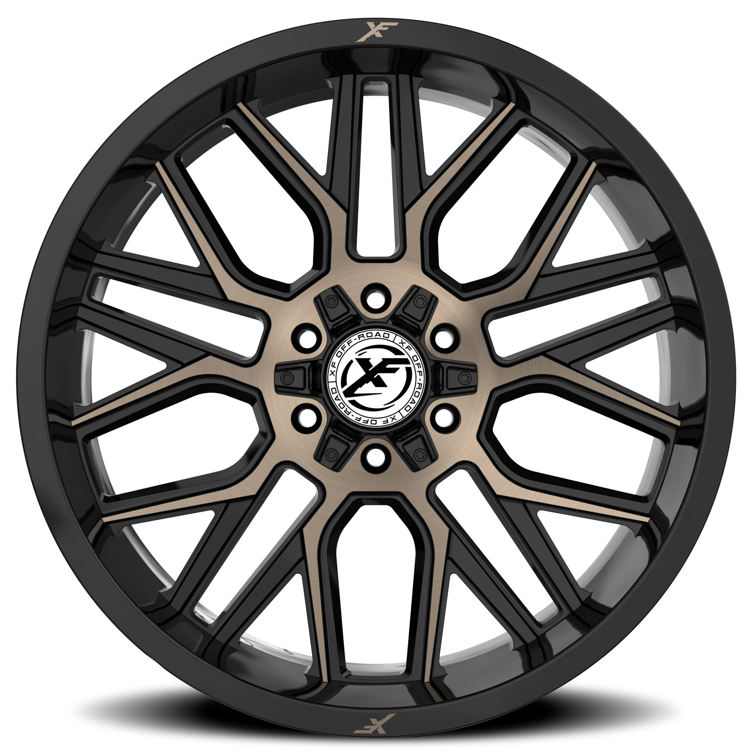 XF OFF-ROAD XF-235 20X10 -12 5X127/5X139.7 GLOSS BLACK & BRONZE MILLED