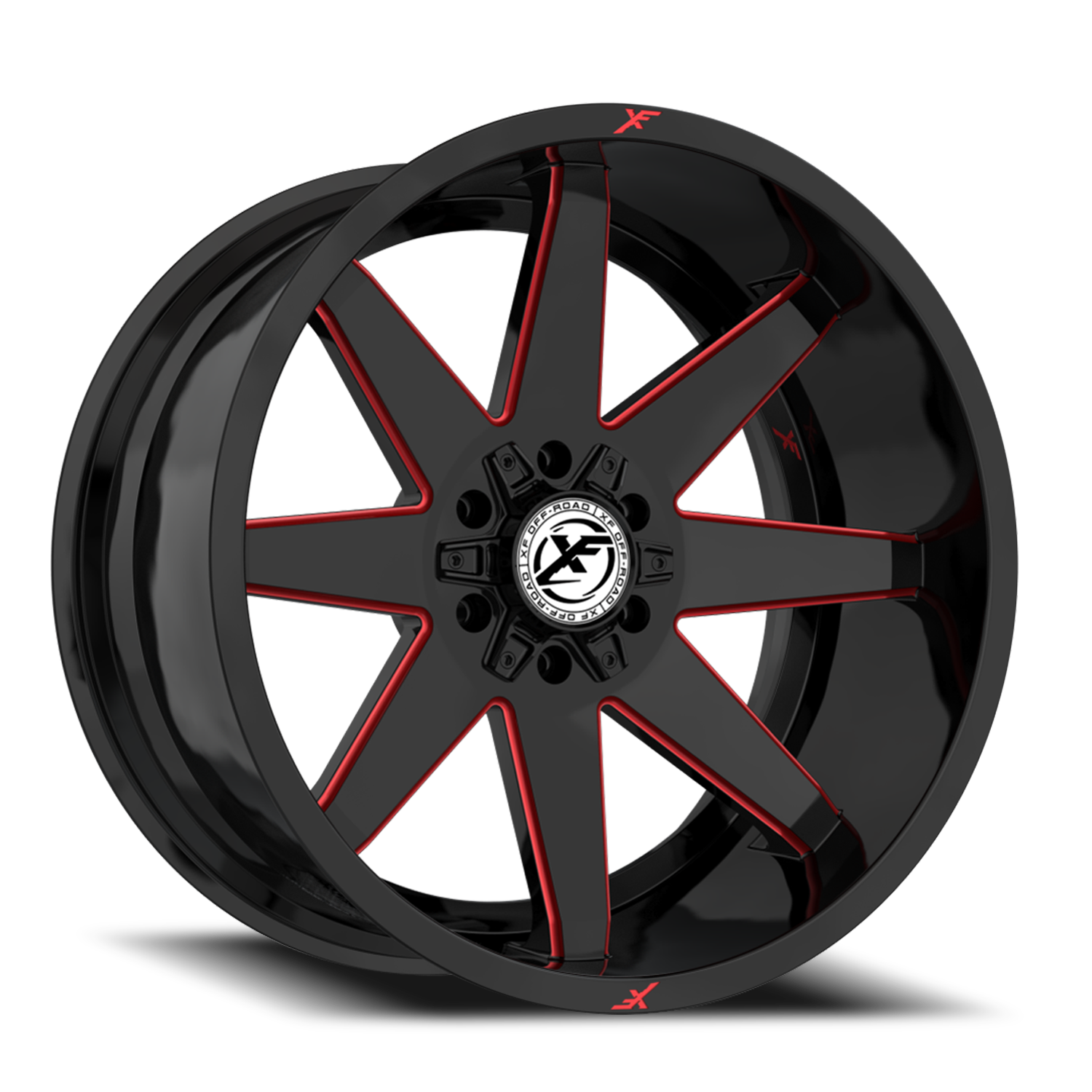 XF OFF-ROAD XF-236 20X9 12 5X127/5X139.7 GLOSS BLACK & RED MILLED