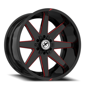 XF OFF-ROAD XF-236 20X9 12 5X127/5X139.7 GLOSS BLACK & RED MILLED