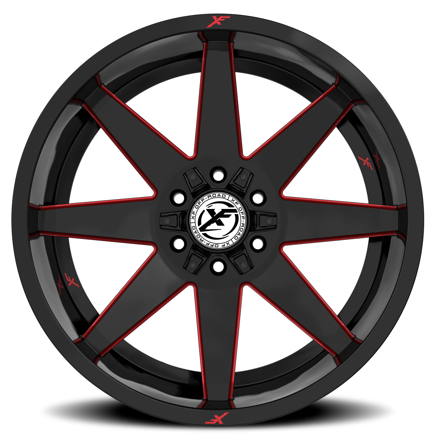 XF OFF-ROAD XF-236 20X9 0 6X135/6X139.7 GLOSS BLACK & RED MILLED