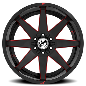 XF OFF-ROAD XF-236 20X9 0 6X135/6X139.7 GLOSS BLACK & RED MILLED