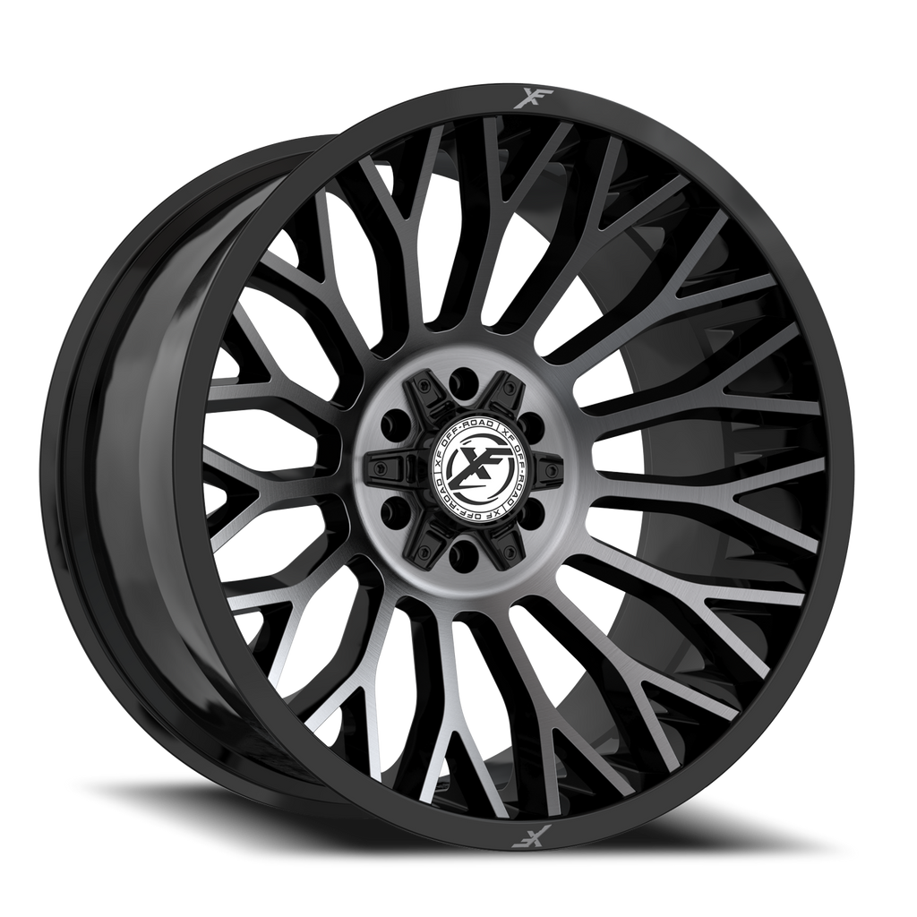 XF OFF-ROAD XF-237 20X10 -12 5X127/5X139.7 GLOSS BLACK & MACHINED TITANIUM DOUBLE DARK TINT