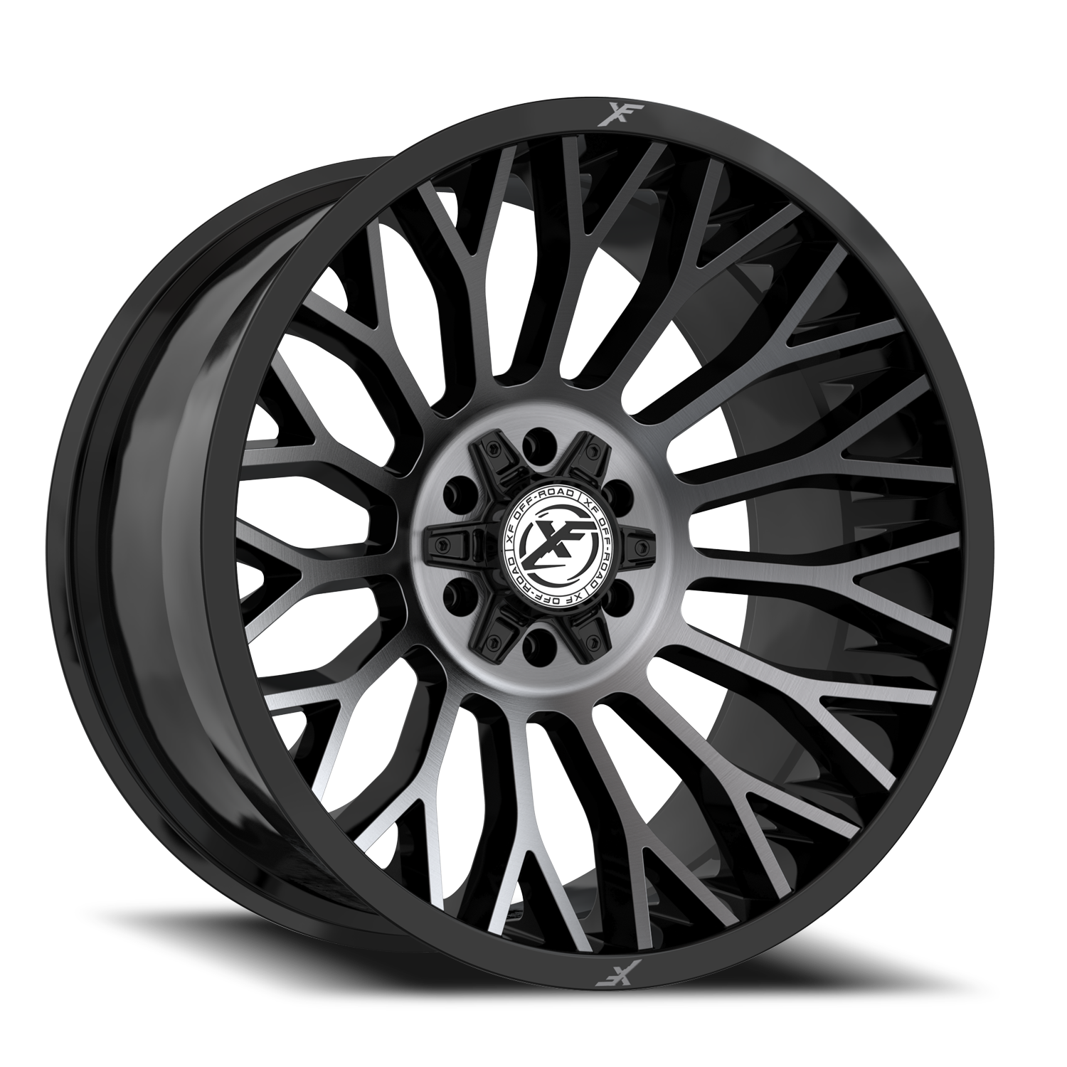 XF OFF-ROAD XF-237 20X10 -12 5X127/5X139.7 GLOSS BLACK & MACHINED TITANIUM DOUBLE DARK TINT