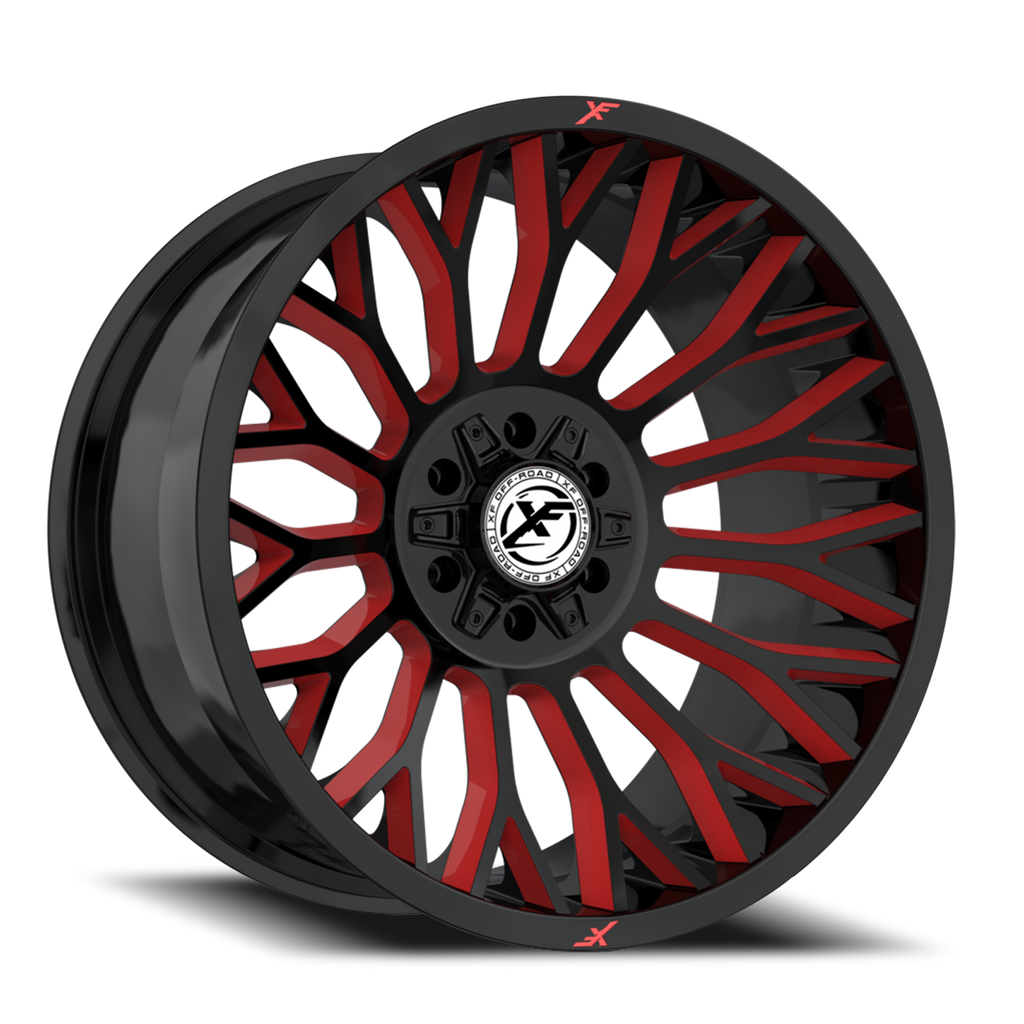 XF OFF-ROAD XF-237 26X14 -76 8X165.1/8X170 GLOSS BLACK & RED MILLED