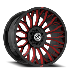 XF OFF-ROAD XF-237 26X14 -76 8X165.1/8X170 GLOSS BLACK & RED MILLED