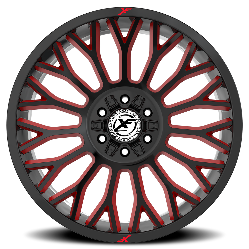 XF OFF-ROAD XF-237 20X10 -12 5X127/5X139.7 GLOSS BLACK & RED MILLED