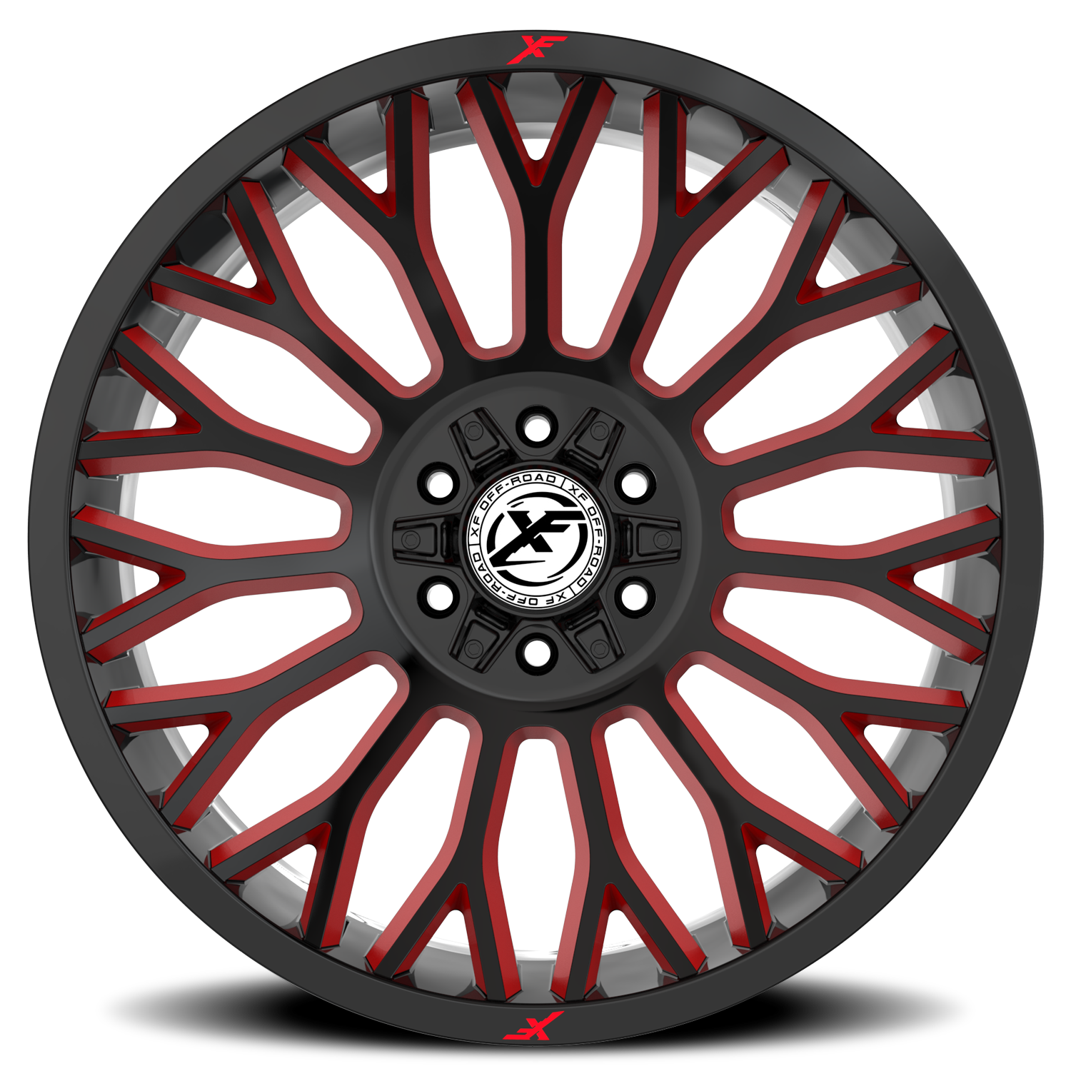 XF OFF-ROAD XF-237 20X10 -24 6X135/6X139.7 GLOSS BLACK & RED MILLED