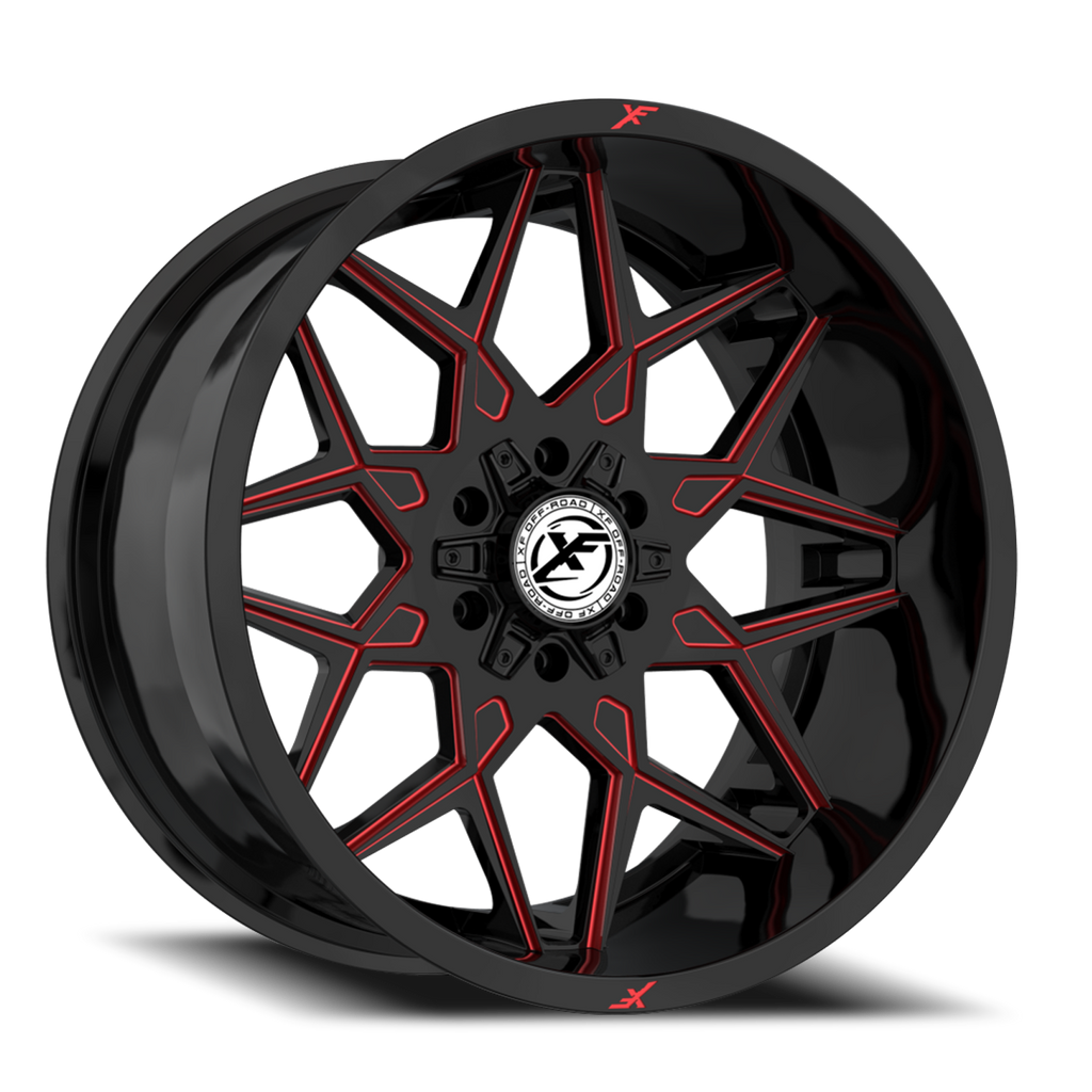 XF OFF-ROAD XF-238 18X9 0 6X135/6X139.7 GLOSS BLACK & RED MILLED