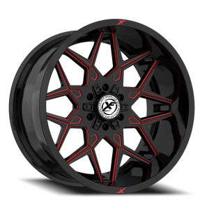 XF OFF-ROAD XF-238 18X9 0 6X135/6X139.7 GLOSS BLACK & RED MILLED