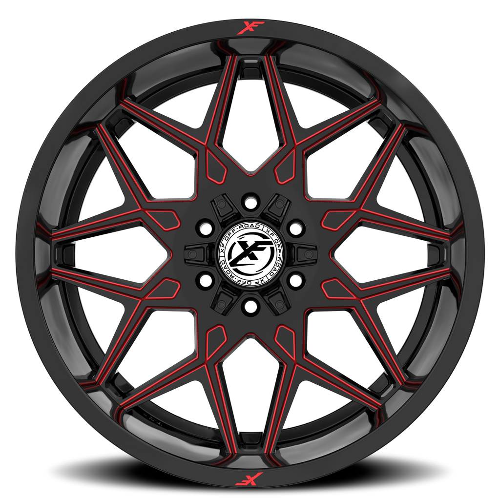 XF OFF-ROAD XF-238 17X9 0 5X127/5X139.7 GLOSS BLACK & RED MILLED