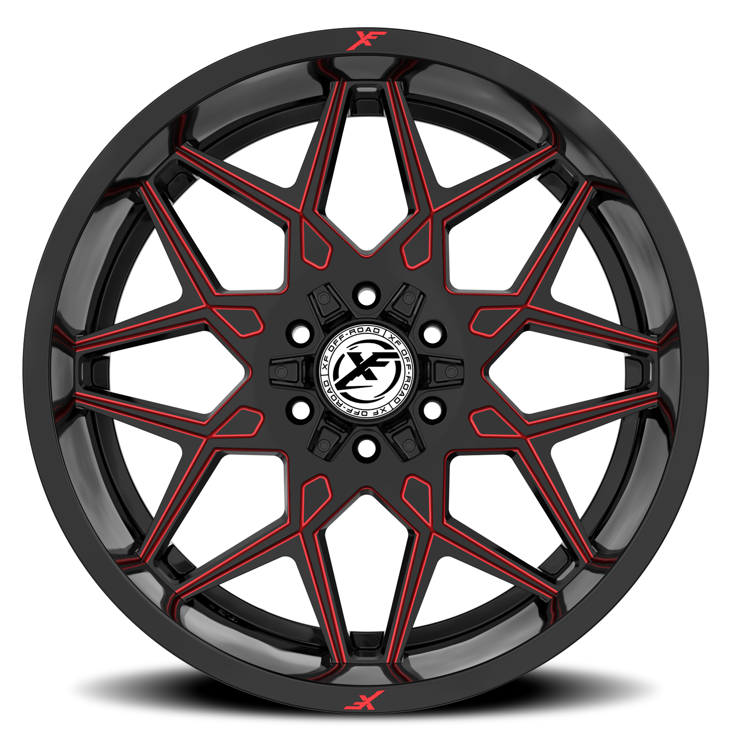 XF OFF-ROAD XF-238 17X9 0 5X127/5X139.7 GLOSS BLACK & RED MILLED