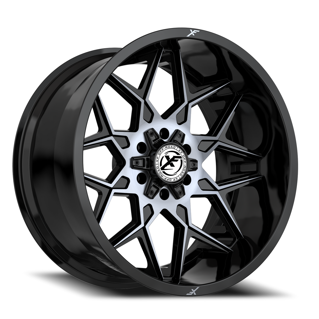 XF OFF-ROAD XF-238 20X10 -24 5X127/5X139.7 GLOSS BLACK & MACHINED TITANIUM DOUBLE DARK TINT