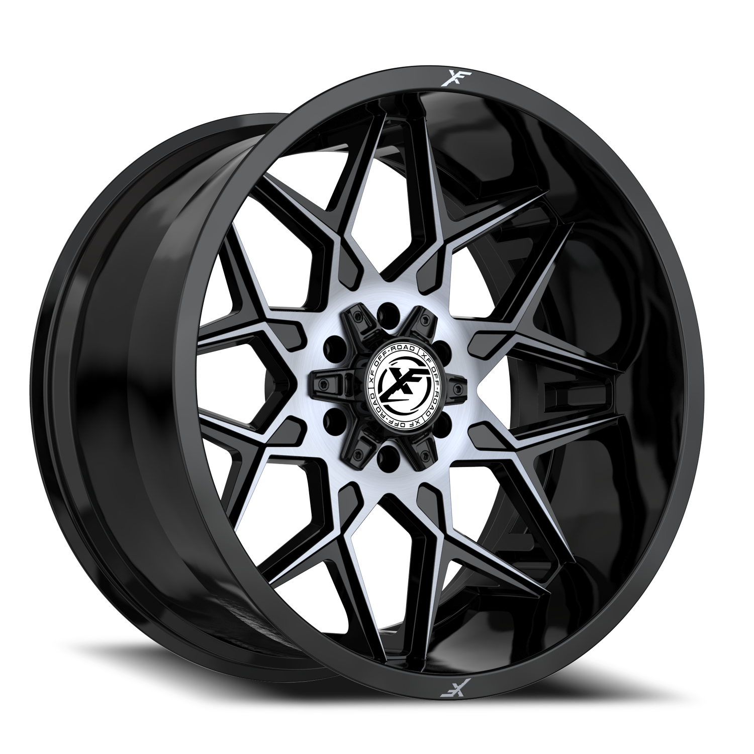 XF OFF-ROAD XF-238 20X10 -24 5X127/5X139.7 GLOSS BLACK & MACHINED TITANIUM DOUBLE DARK TINT