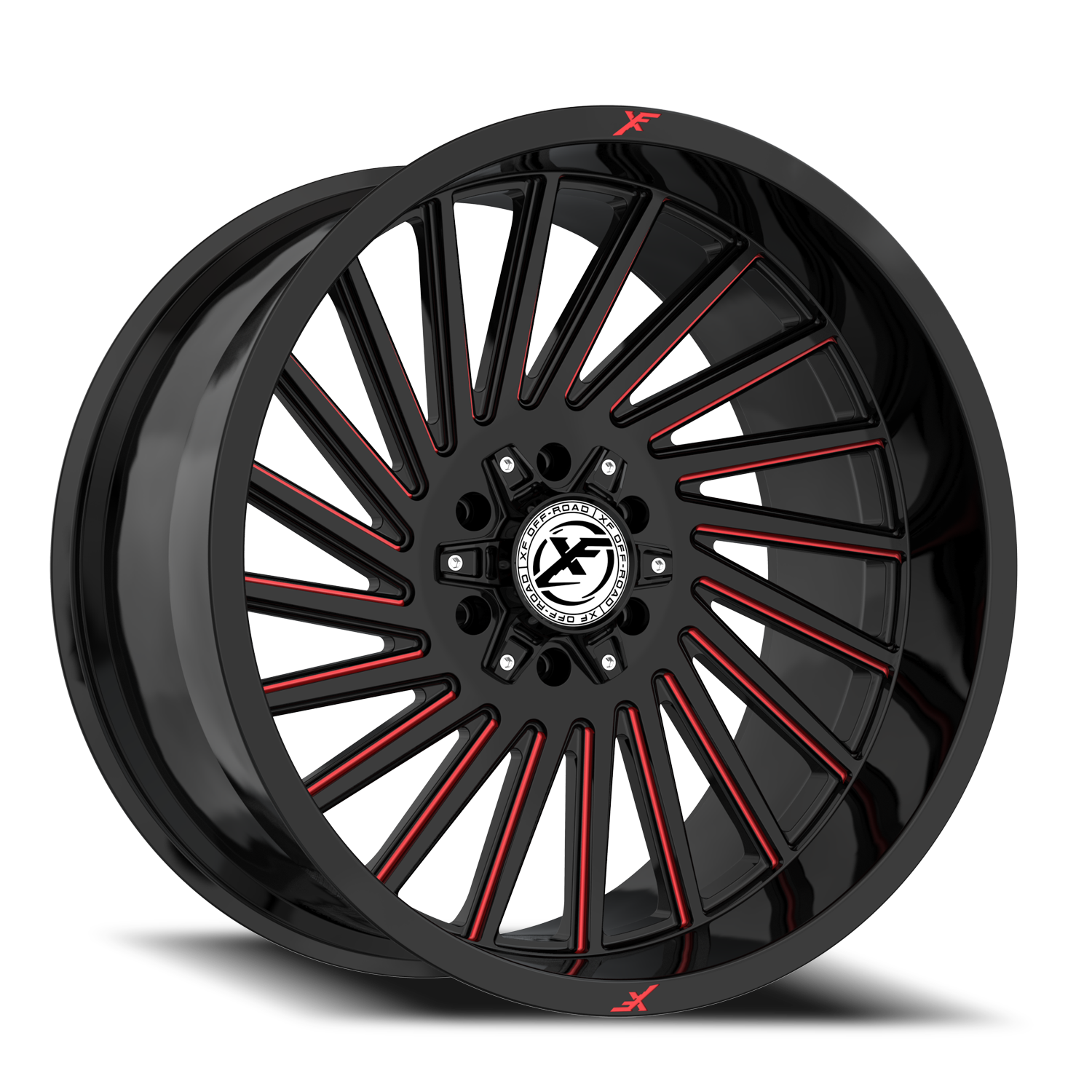 XF OFF-ROAD XF-239 20X10 -12 5X127/5X139.7 GLOSS BLACK & RED MILLED