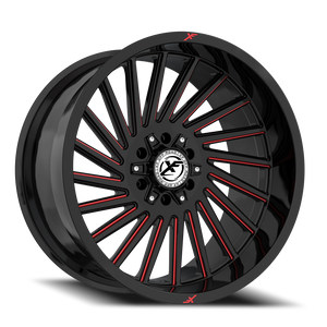 XF OFF-ROAD XF-239 20X9 12 6X135/6X139.7 GLOSS BLACK & RED MILLED