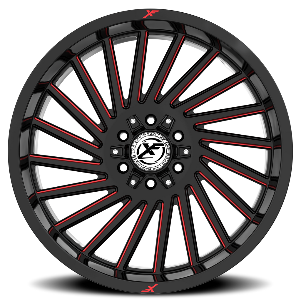 XF OFF-ROAD XF-239 20X10 -12 5X127/5X139.7 GLOSS BLACK & RED MILLED