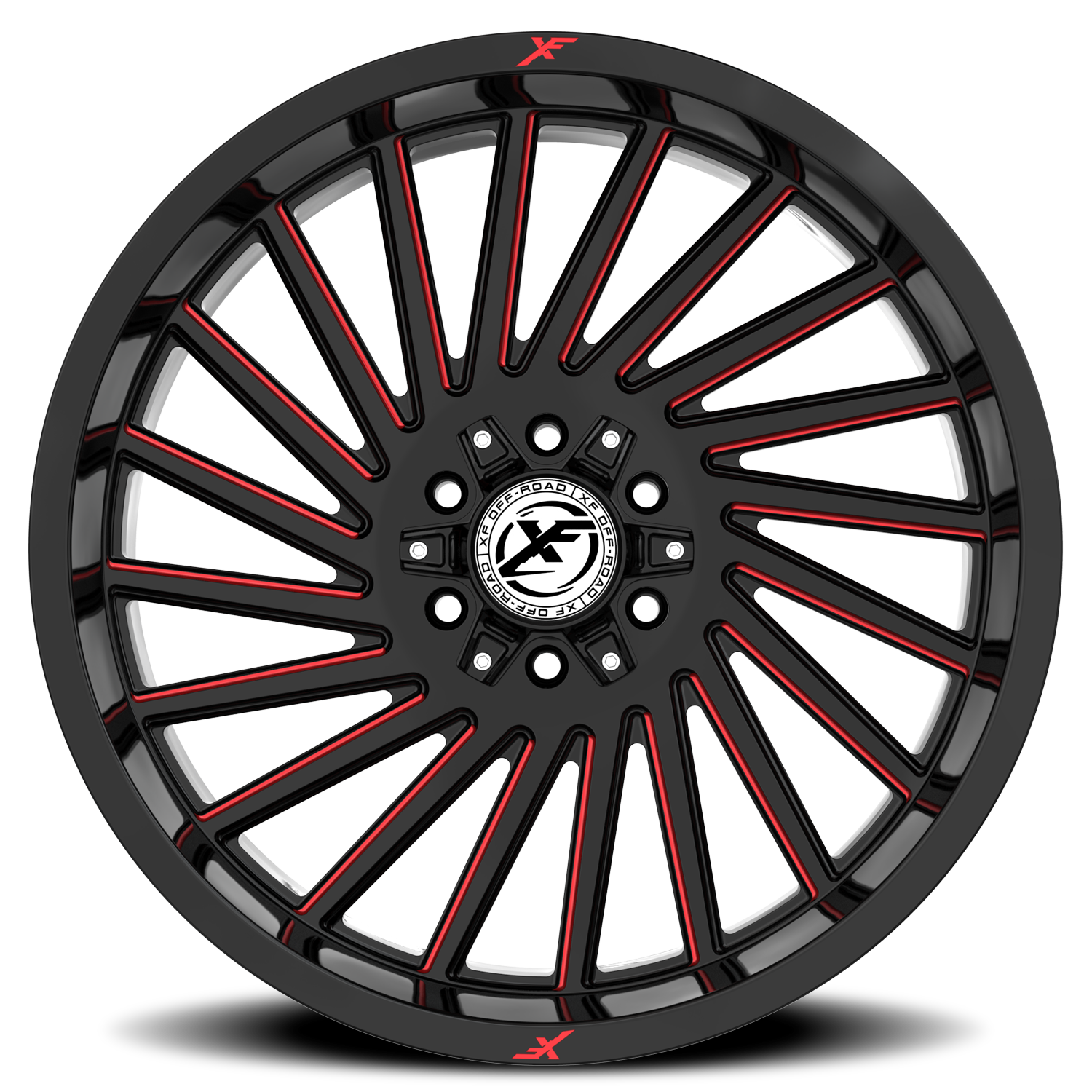 XF OFF-ROAD XF-239 20X10 -12 5X127/5X139.7 GLOSS BLACK & RED MILLED