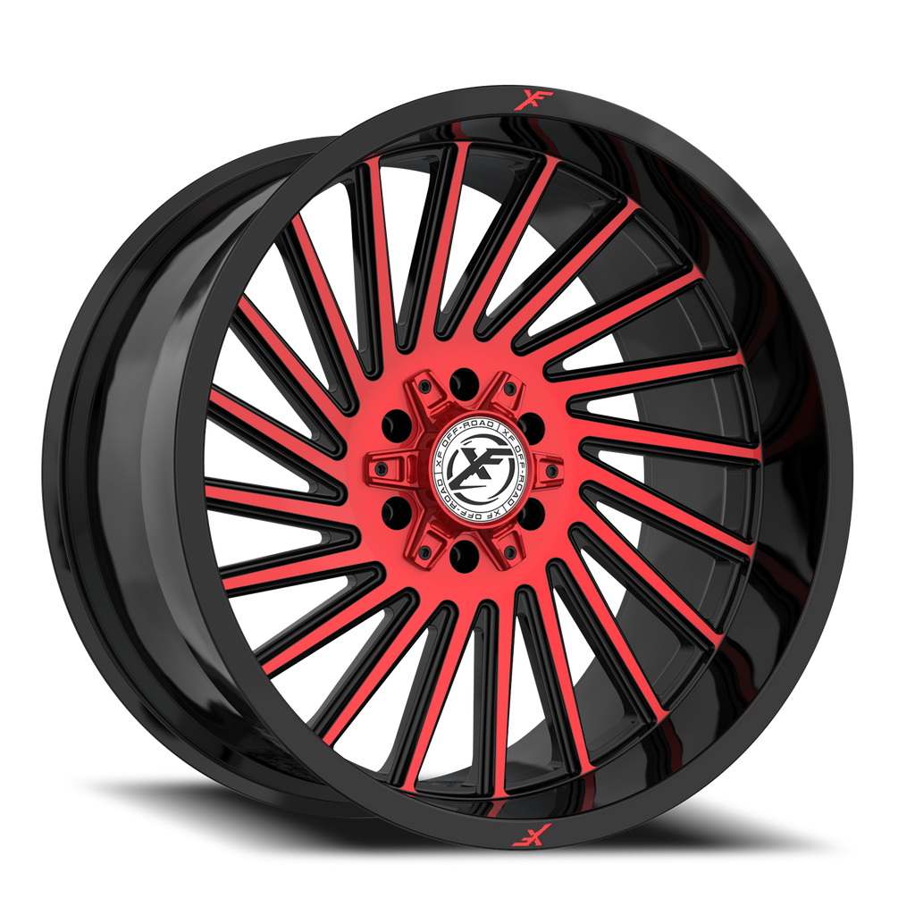 XF OFF-ROAD XF-239 22X12 -44 6X135/6X139.7 GLOSS BLACK & RED MACHINED