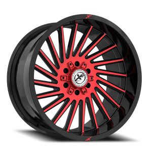 XF OFF-ROAD XF-239 22X12 -44 6X135/6X139.7 GLOSS BLACK & RED MACHINED