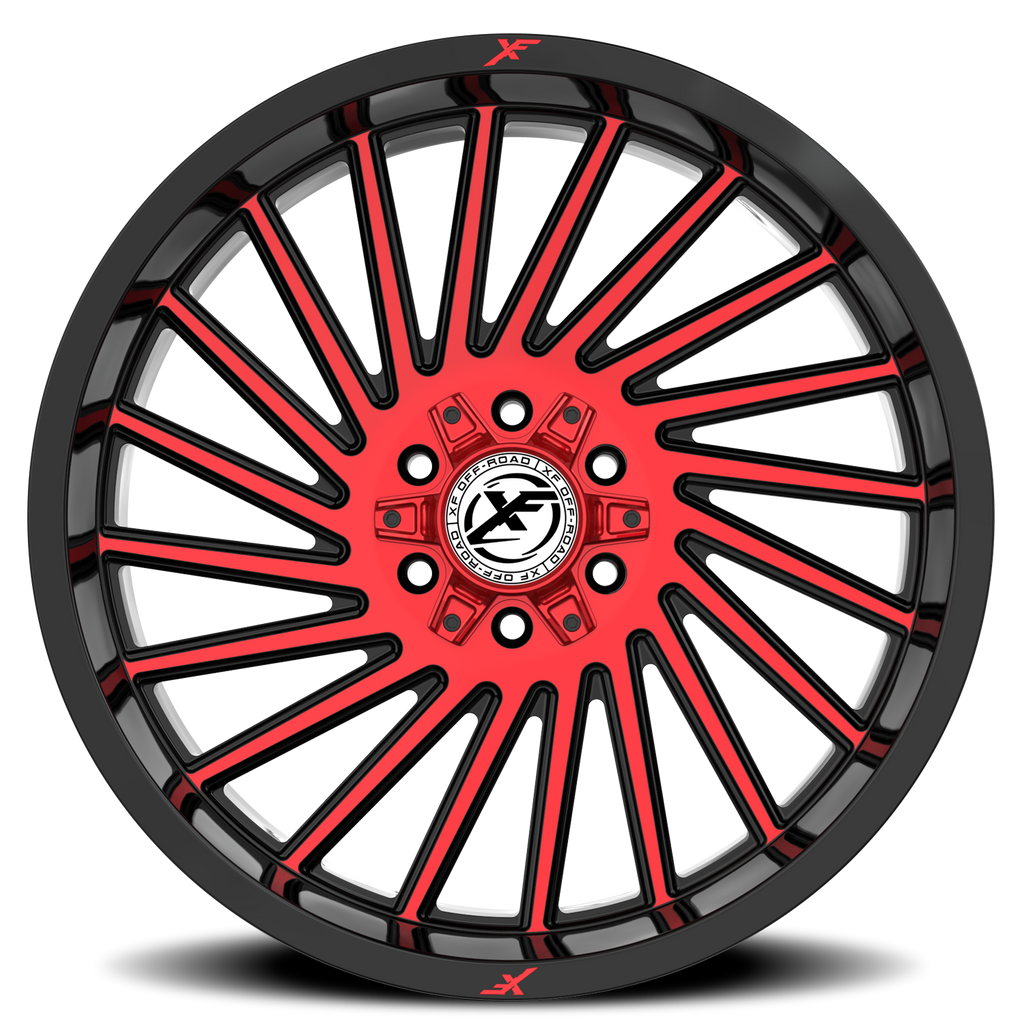 XF OFF-ROAD XF-239 22X12 -44 5X127/5X139.7 GLOSS BLACK & RED MACHINED