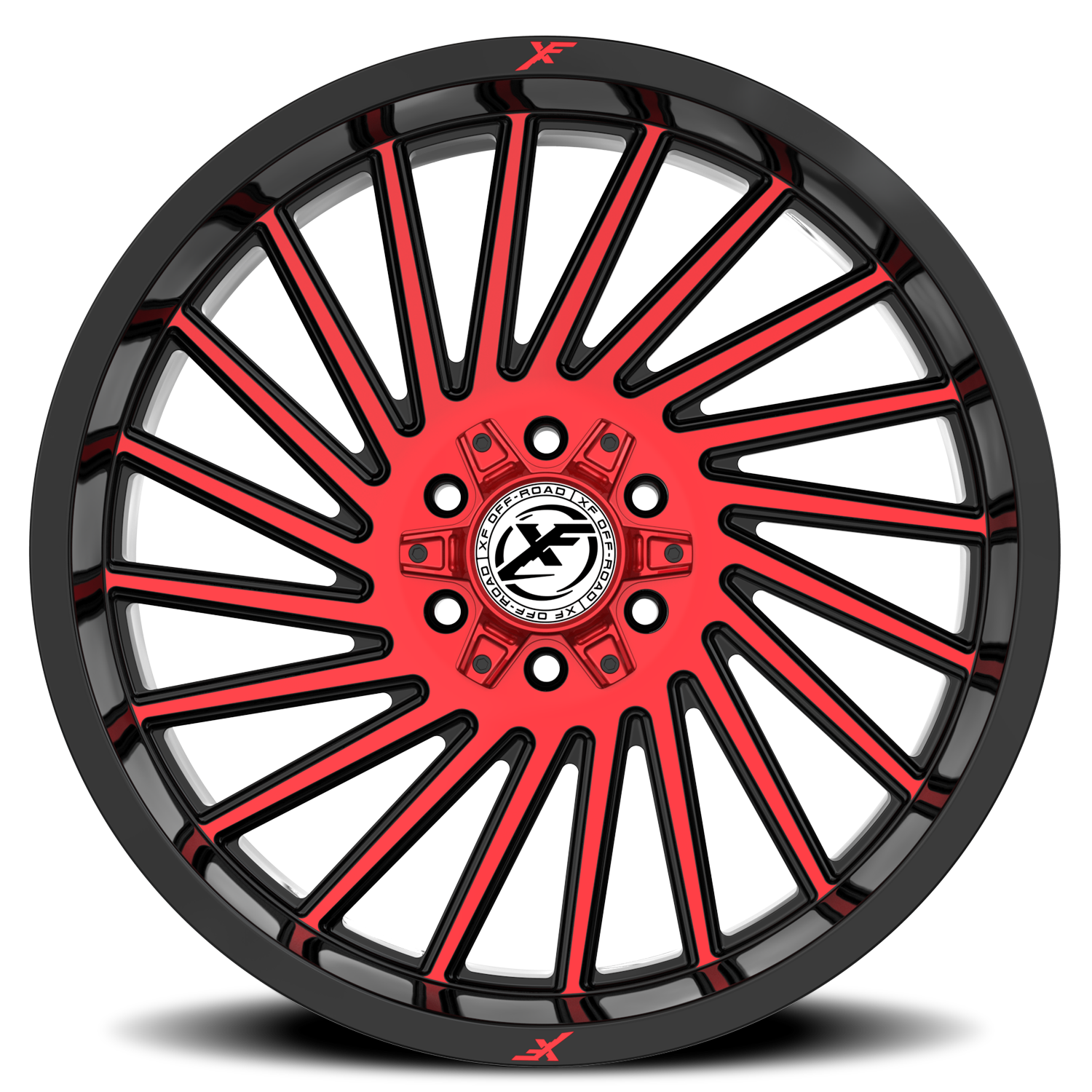 XF OFF-ROAD XF-239 22X12 -44 5X127/5X139.7 GLOSS BLACK & RED MACHINED