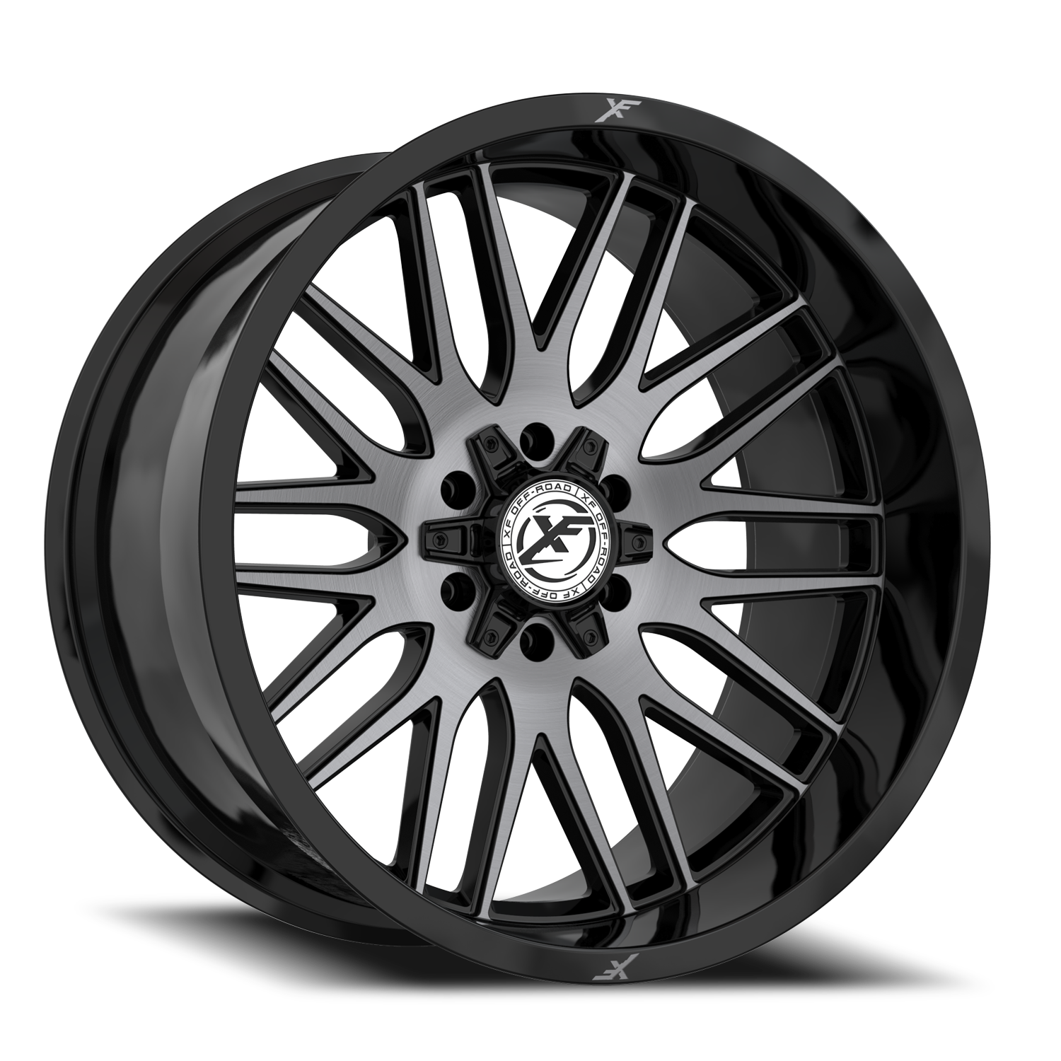 XF OFF-ROAD XF-240 17X9 12 6X135/6X139.7 GLOSS BLACK & BRUSHED DOUBLE DARK TINT