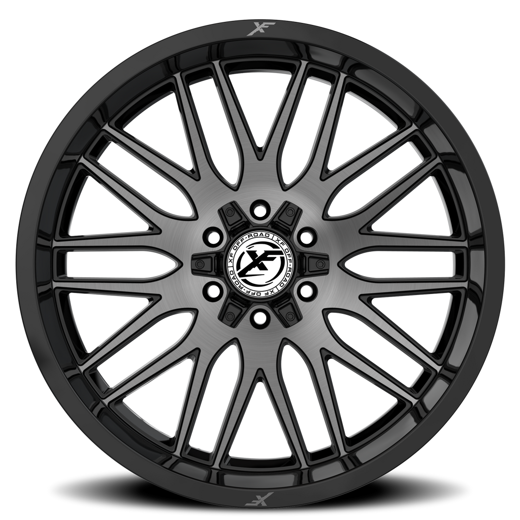 XF OFF-ROAD XF-240 17X9 12 5X127/5X139.7 GLOSS BLACK & BRUSHED DOUBLE DARK TINT