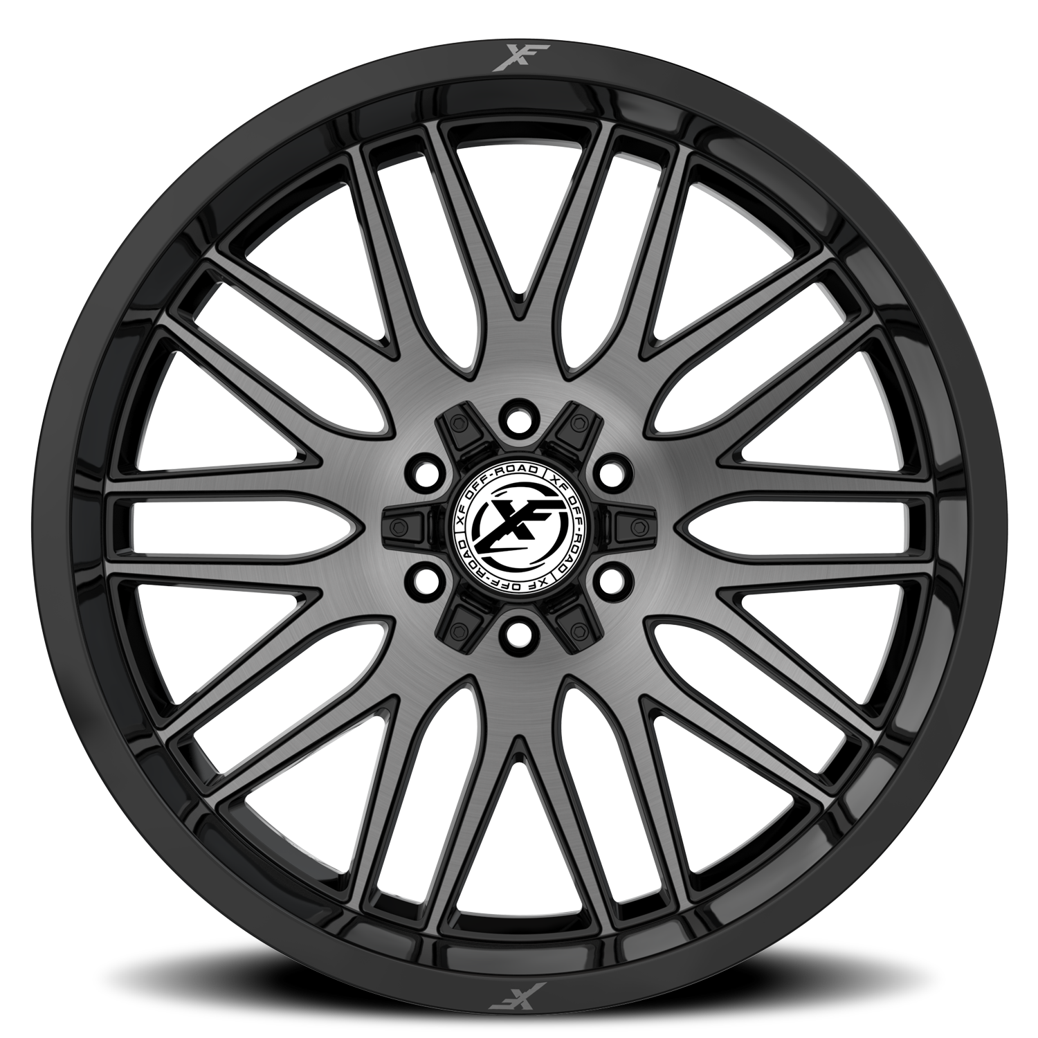 XF OFF-ROAD XF-240 17X9 12 5X127/5X139.7 GLOSS BLACK & BRUSHED DOUBLE DARK TINT