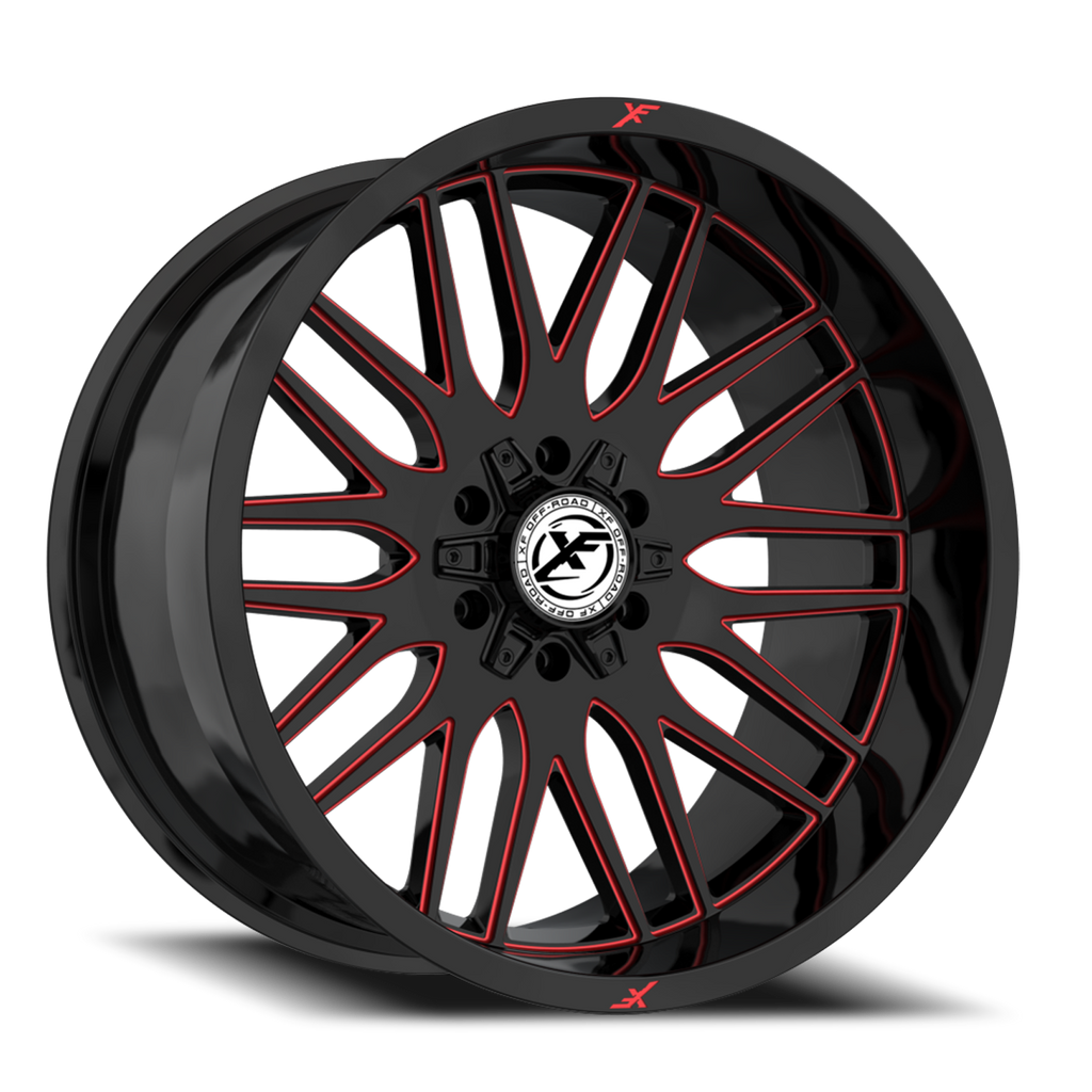 XF OFF-ROAD XF-240 17X9 0 5X127/5X139.7 GLOSS BLACK & RED MILLED