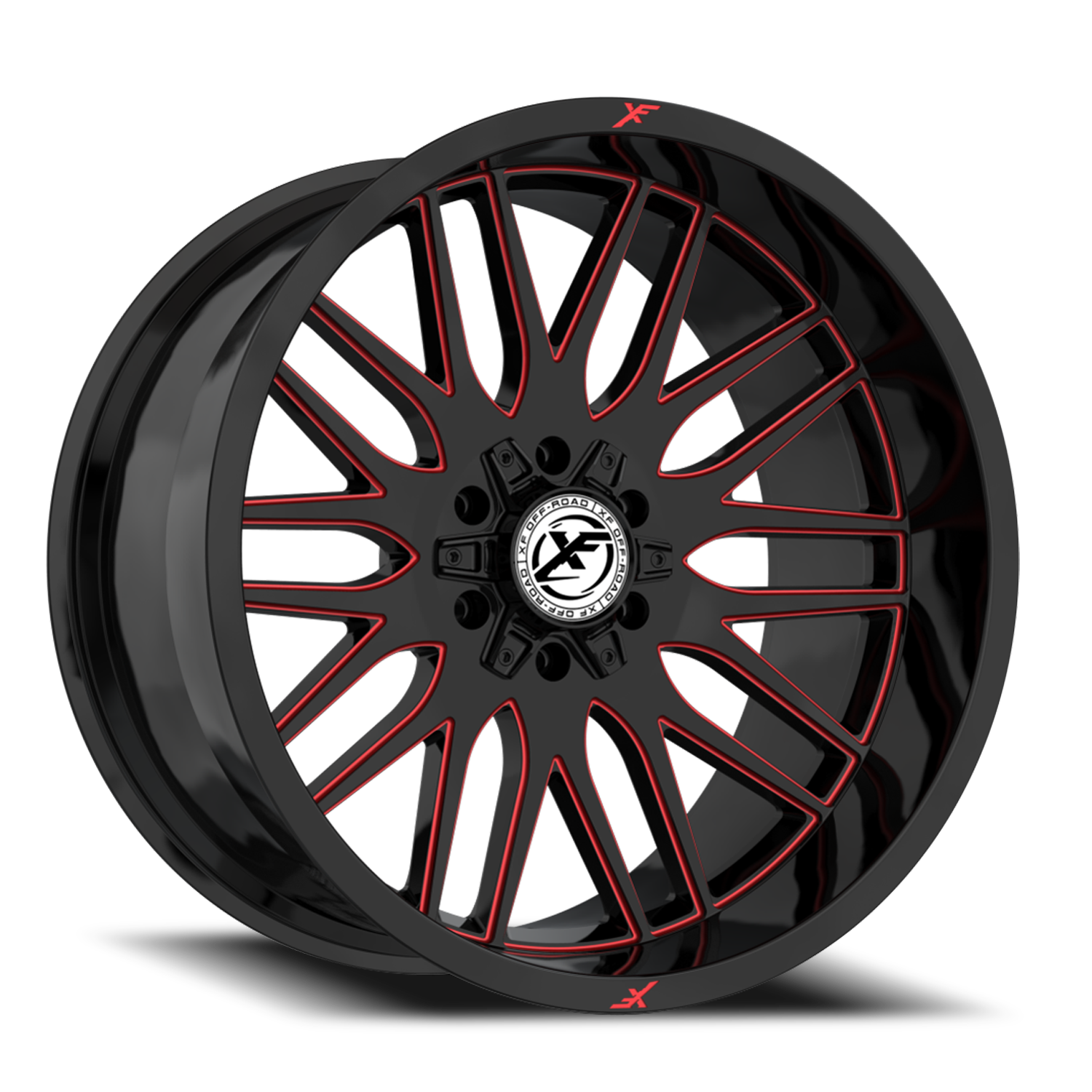 XF OFF-ROAD XF-240 17X9 12 5X127/5X139.7 GLOSS BLACK & RED MILLED