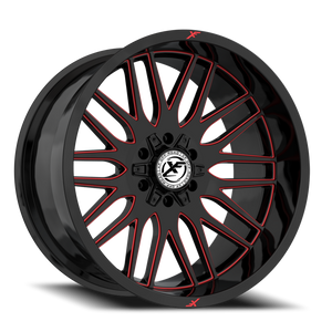 XF OFF-ROAD XF-240 17X9 12 5X127/5X139.7 GLOSS BLACK & RED MILLED