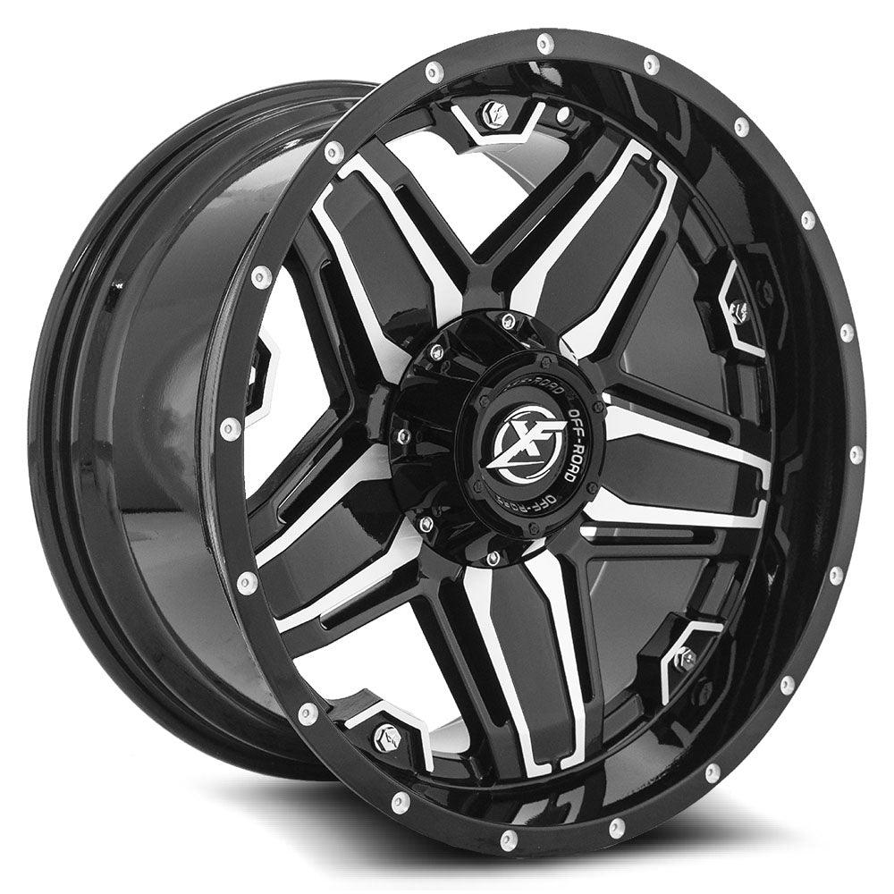 XF OFF-ROAD XF-223 20X12 -44 5X139.7/5X150 GLOSS BLACK & MACHINED