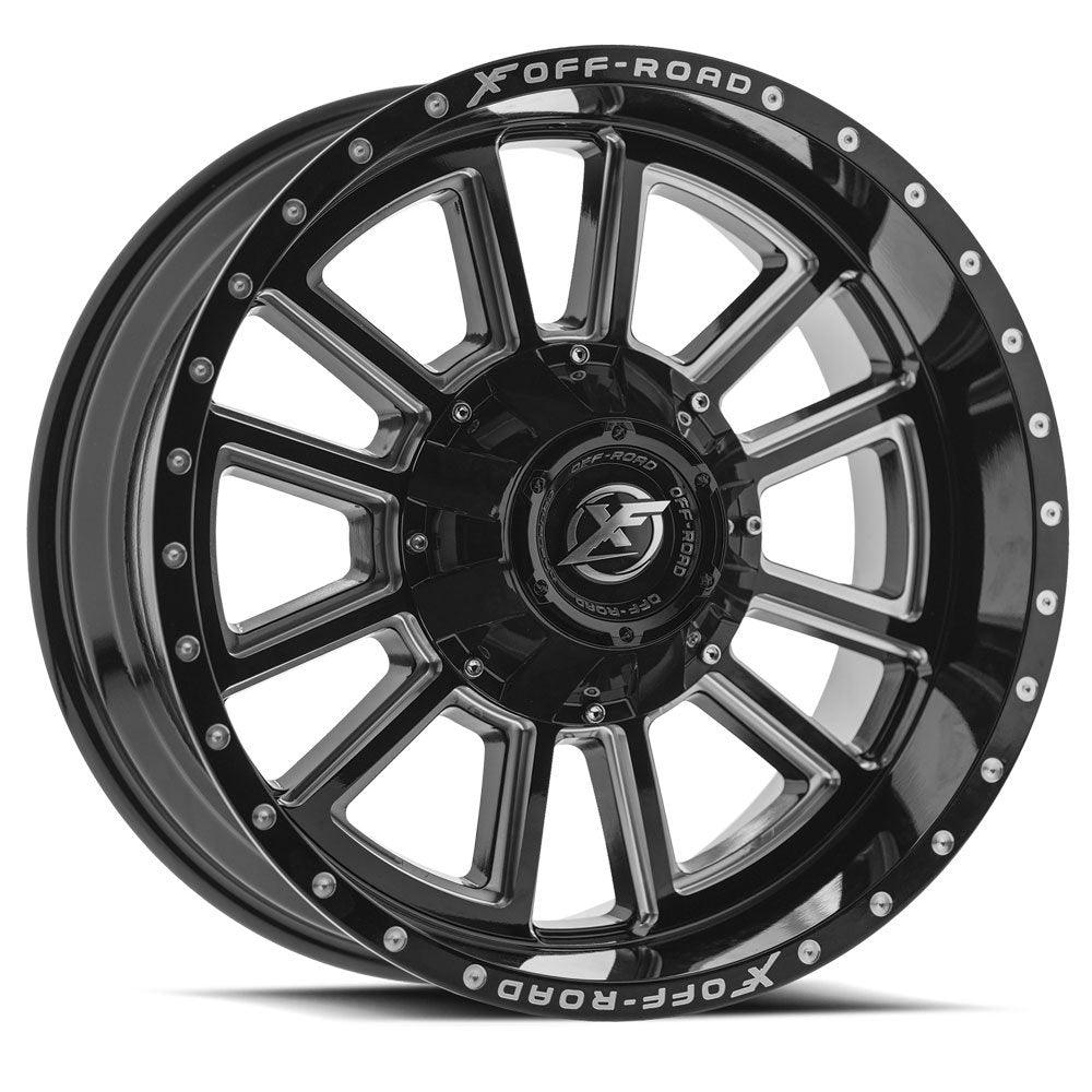 XF OFF-ROAD XF-225 20X10 -12 8X165.1/8X180 GLOSS BLACK & MILLED