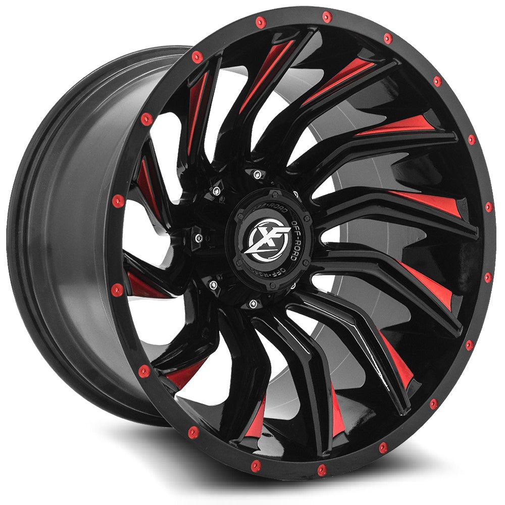 XF OFF-ROAD XF-224 20X9 0 5X139.7/5X150 GLOSS BLACK & RED MILLED