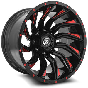 XF OFF-ROAD XF-224 20X9 0 5X139.7/5X150 GLOSS BLACK & RED MILLED