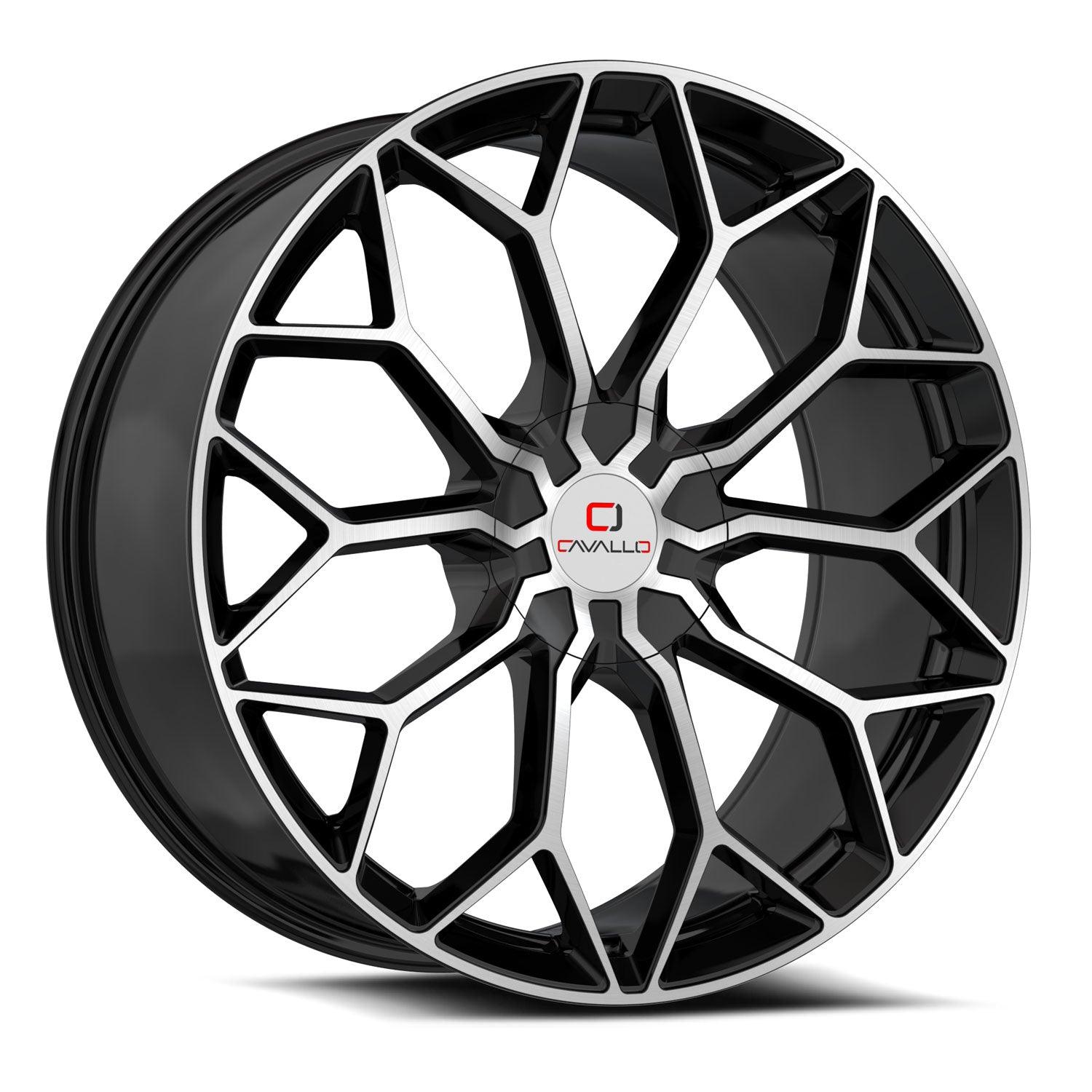 CAVALLO CLV-44 18X8 35 5X108/5X114.3 GLOSS BLACK & MACHINED