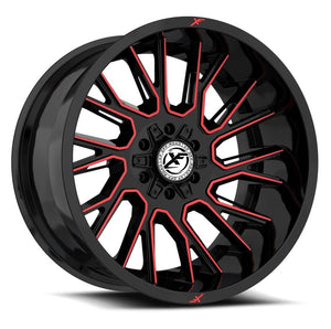 XF OFF-ROAD XF-230 22X10 -24 6X135/6X139.7 GLOSS BLACK & RED MACHINED