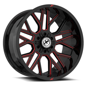 XF OFF-ROAD XF-235 20X12 -44 BLANK 8X GLOSS BLACK & RED MILLED