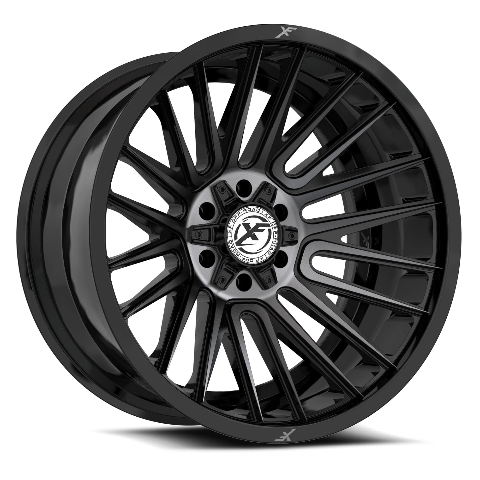 XF OFF-ROAD XF-234 20X12 -44 BLANK 8X GLOSS BLACK & BRUSHED DOUBLE DARK TINT